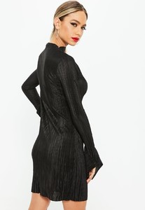 black-high-neck-frill-long-sleeve-plisse-dress (3).jpg