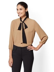 Cerelina Proesl New York & Company 7th Avenue - Colorblock Bow Blouse 00385486_321.jpg