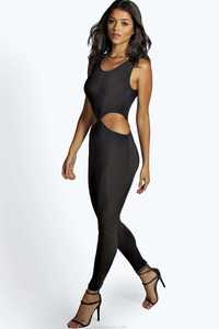 Petite Rosie Slinky Knot Front Jumpsuit-color-black camel khaki 4922_LRG.jpg