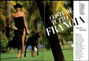 Jo Kelley, VOGUE Italia, May 1985,costume tutto frangia,hans feurer 1.jpg