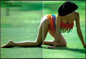 Jo Kelley, VOGUE Italia, May 1985,costume tutto frangia,hans feurer 2.jpg