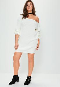 plus-size-cream-off-the-shoulder-jumper-dress 1.jpg