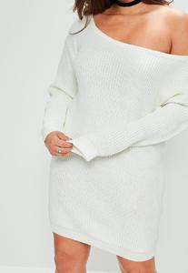 plus-size-cream-off-the-shoulder-jumper-dress 2.jpg
