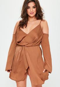 plus-size-brown-satin-cold-shoulder-wrap-dress.jpg