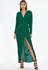 green-satin-long-sleeve-plunge-pleated-maxi-dress (2).JPG