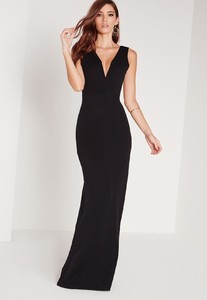 black-petite-v-neck-plunge-scuba-maxi-dress (1).jpg