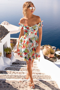 Printed Lace Tiered Off-The-Shoulder Dress 01.jpg