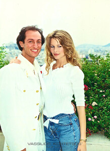 Vassilios Kostetsos with The Icon Supermodel Claudia Schiffer Guest during VK fashion show in Athens Hellas 1993.jpg