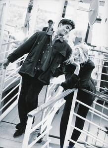 Supermodel Claudia Schiffer and Raffael Edholm for Vogue Hommes GQ circa 1990. Shot in Paris, France..jpg