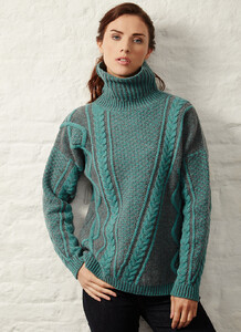 Fisherman Lambswool Plated Polo Neck Sweater jade.jpg