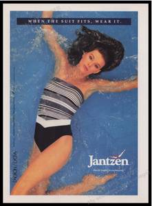 Jantzen Swimwear 1980s Print Advertisement Ad 1989 Pool Model Swimming.PNG