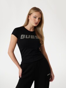 Lauren Alex -  Guess_Rhinestones logo t-shirt Women-5 - V4BI16KCIV1-JBLK.jpg