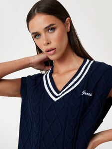 GCiancio - Guess Cable-knit V-neck sweater Women-4_V5GR00Z3FB1-A71W-ALT3.jpg