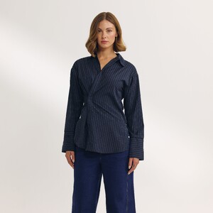 Carmella Rose - Lounge [2025] Asymmetric Shirt (Navy Pinstripe) 0.About_Navy-Shirt.jpg