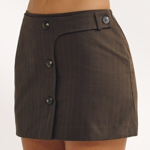 Carmella Rose - Lounge [2025] Button Detail Mini Skirt (Dark Brown) 5.BrownSkirt.jpg