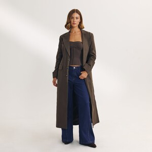 Carmella Rose - Lounge [2025] Oversized Longline Blazer (Dark Brown) 1.Browntrenchcoat.jpg