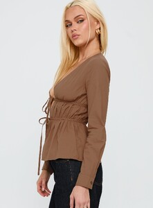 AylaF - PrPolly - Every Page Long Sleeve Tie Detail Top Brown-7 - 3-Model-Ayla-Us2.jpg