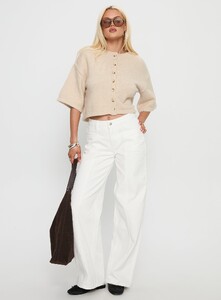 AylaF - PrPolly - Verina Short Sleeve Knit Cardigan Oat-7 - 2-Model-Ayla-Us2.jpg