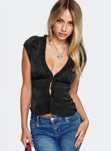 EAyalon - PrPolly - Tatianna Frill Blouse Top Black-8 - 0-Model-Ella-Us2.jpg