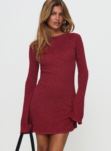 EZecevic - PrPolly - Rhapsody Long Sleeve Knit Mini Dress Red-7 - 1-Model-Elise-Us2.jpg