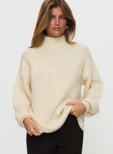 EZecevic - PrPolly - Wistfully Funnel Neck Knit Sweater Cream-6 - 1-Model-Elise-Us2.jpg