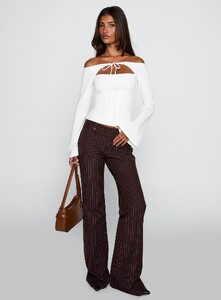 SAsici - PrPolly - Kinkirk Flared Pants Brown Pinstripe-8 - 1-Model-Selina-Us2.jpg