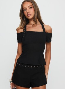 ParisG - PrPolly - Elaini Buckle Off Shoulder Top Black-9 - 1-Model-Paris-Us2.jpg