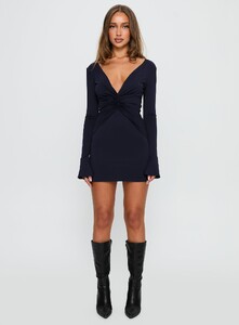 ParisG - PrPolly - Frederica Long Sleeve Mini Dress Navy-6 - 6-Model-Paris-Us2.jpg