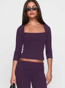 OPhillips - PrPolly - So American Rib 3_4 Sleeve Top Purple-8 - 1-Model-Olivia-Us2.jpg