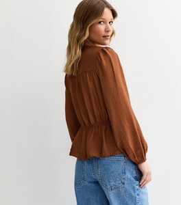 dark-brown-shirred-crew-neck-blouse (3).jpg