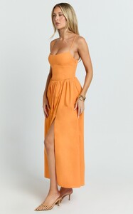 EVenz - Showpo - Morris_Midi_Dress_-_Linen_Scoop_Neck_Gathered_Dress_in_Orange_5.jpg