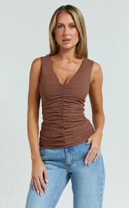 EVenz - Showpo - Negie_Top_-_Ruched_Detail_Tank_Top_in_Chocolate_5.jpg